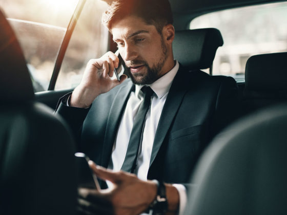 Businessman in a car